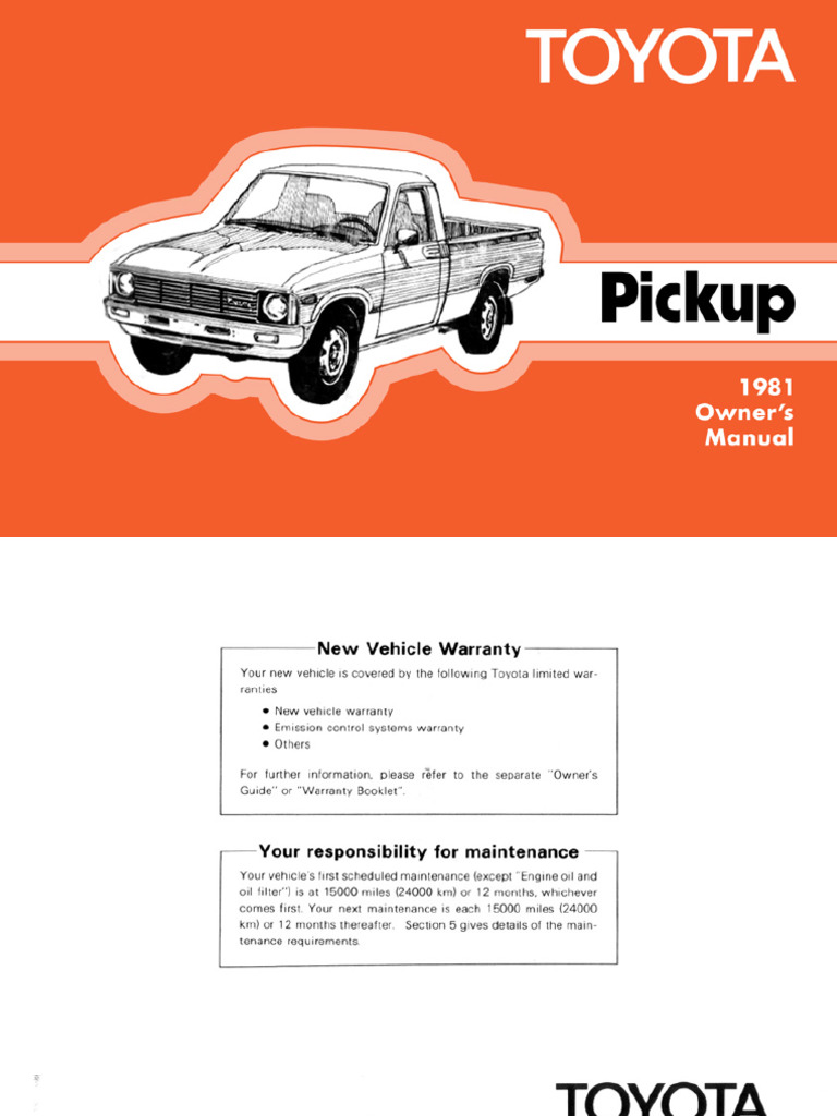 1988 TOYOTA PICKUP OWNERS MANUAL PDF visual data 6