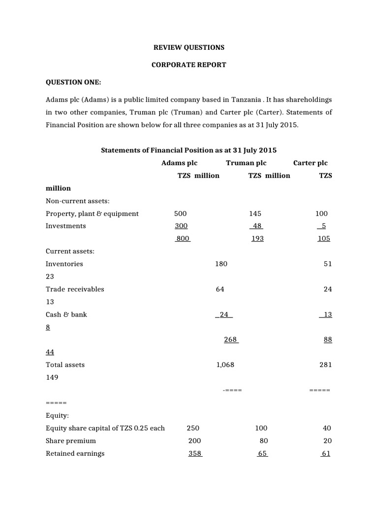 Adams plc Consolidated Financial Analysis | PDF | Equity (Finance ...
