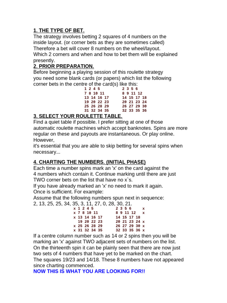 Roulette Corner Betting Strategy Guide | PDF | Roulette | Odds