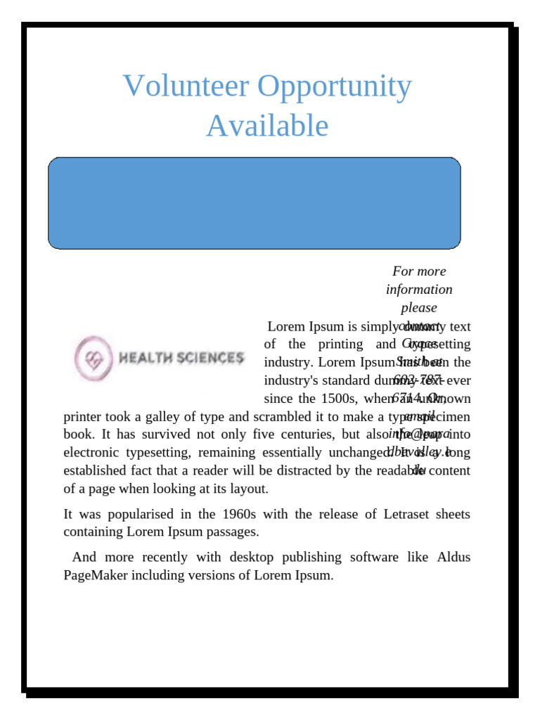 Volunteer Opportunity Available | PDF