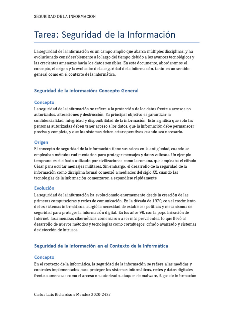 Tarea Seguridad de La Informacion | PDF | Seguridad de información ...