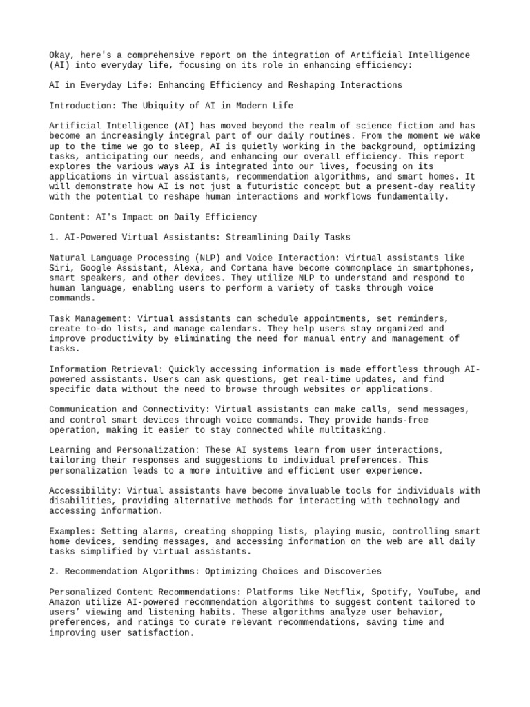 AI in Everyday Life Enhancing Efficiency | PDF | Artificial ...