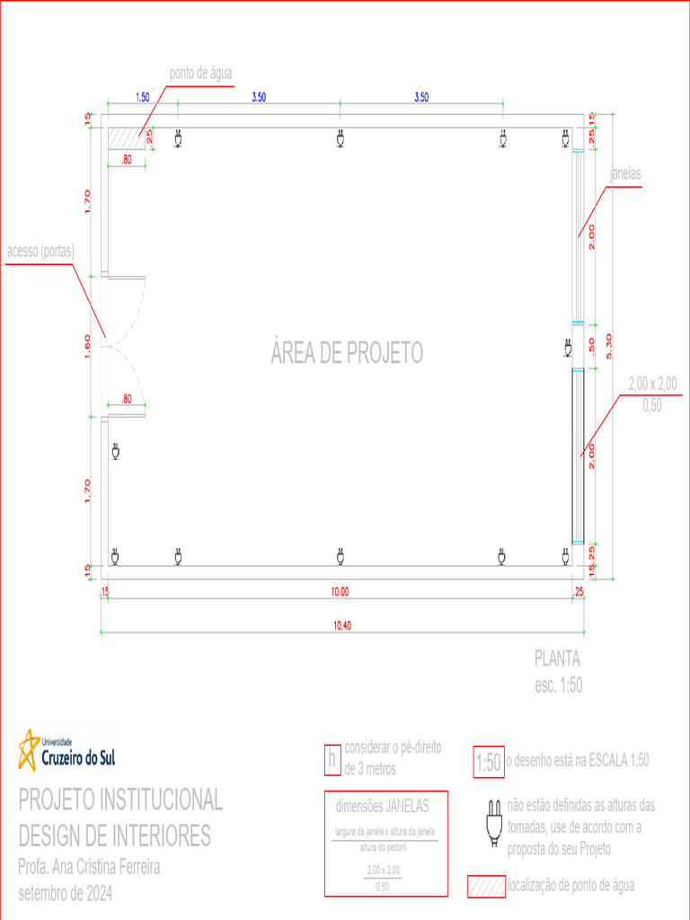 Projeto de Interiores: Planta 1:50 | PDF