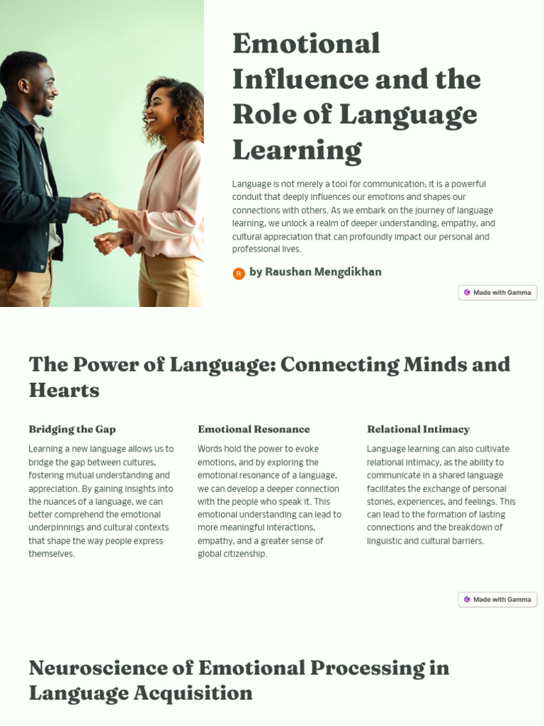Emotional Influence and The Role of Language Learning | PDF | Empathy ...
