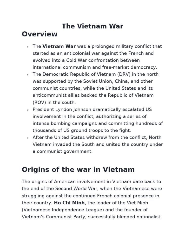 The Vietnam War Pdf Vietnam War South Vietnam