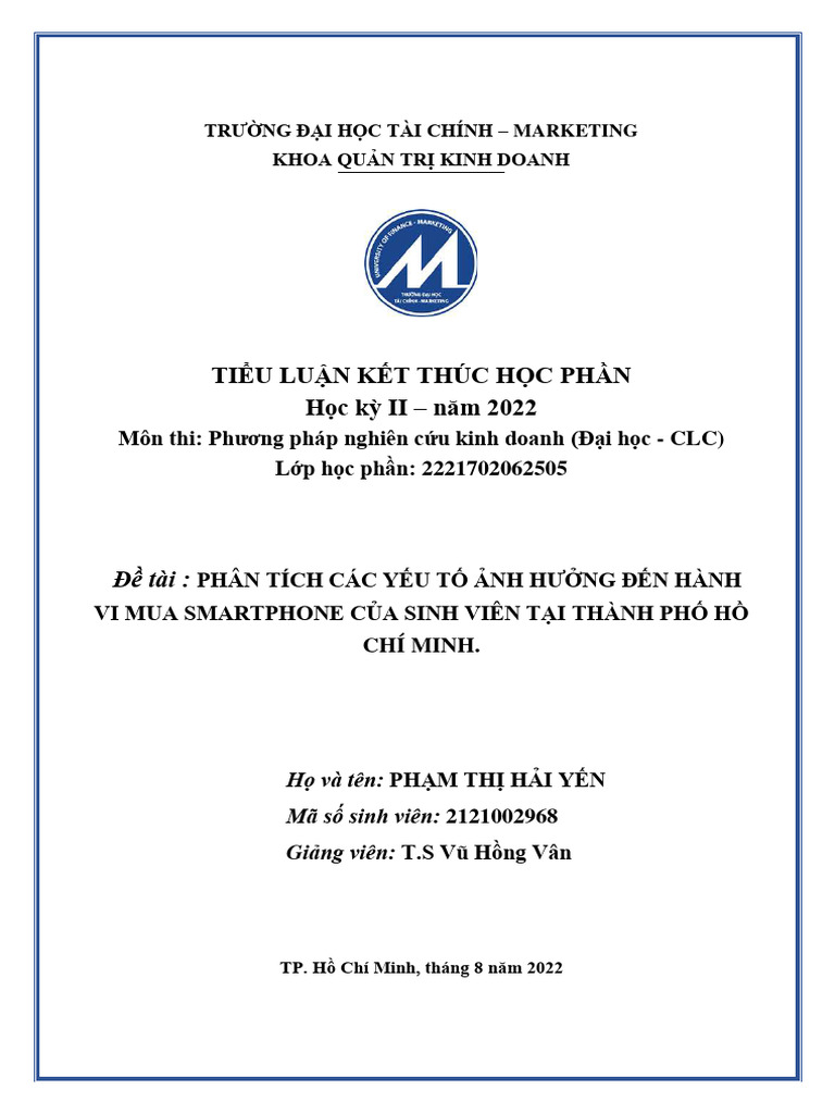 Nghien Cu Cac Yu T NH HNG DN Hanh | PDF