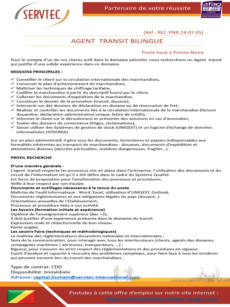 Recrutement Agent Transit Bilingue | PDF | Transport