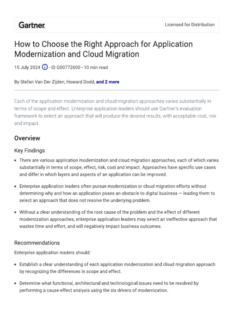 Choosing The Right Approach For App Modernisation and Migration | PDF