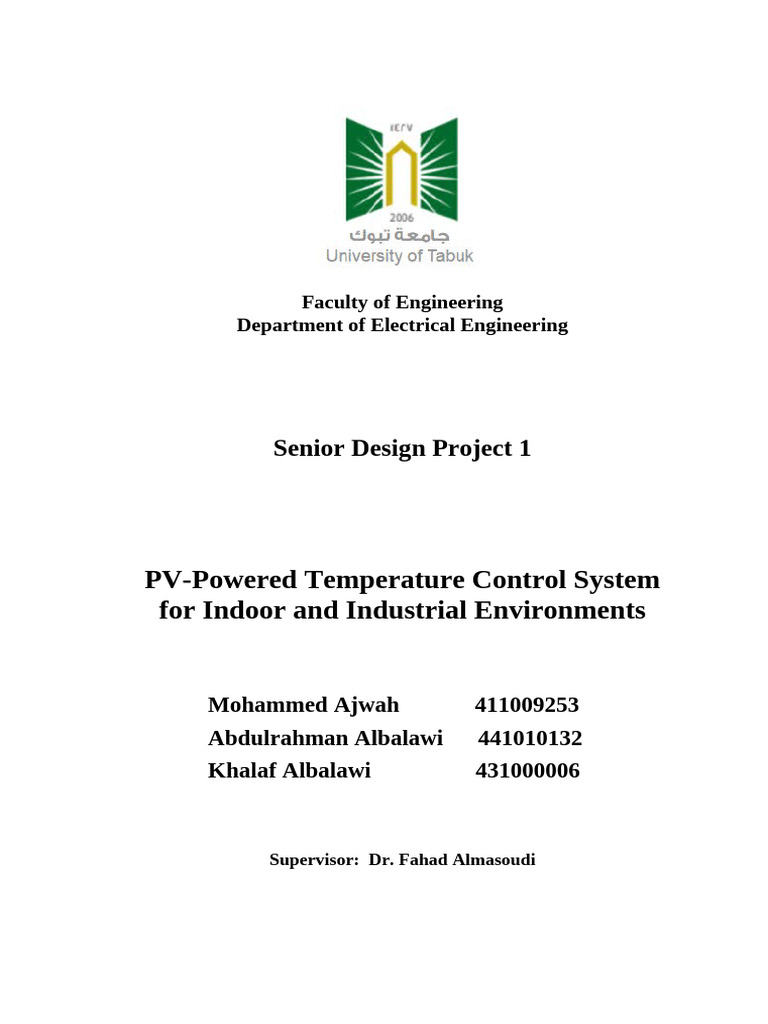 PV Solar Temperature Control System | PDF | Control Theory ...