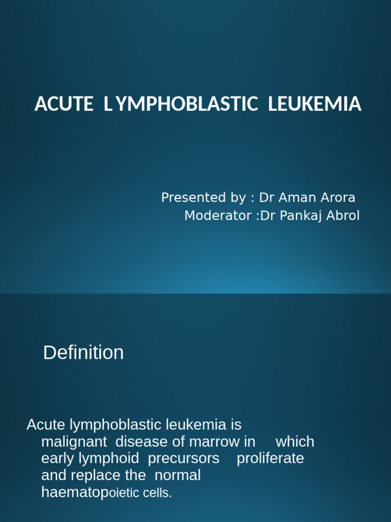Acute Lymphoblastic Leukemia Overview | PDF | Leukemia | Chemotherapy