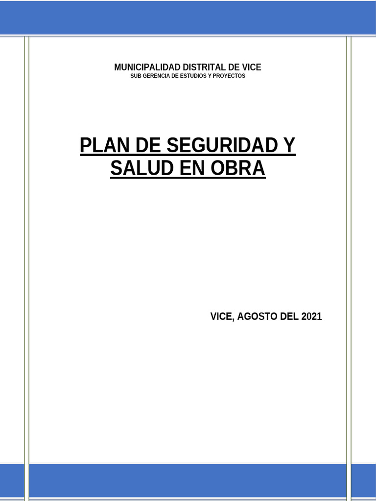 Plan de Seguridad y Salud en Obra 2021 | PDF