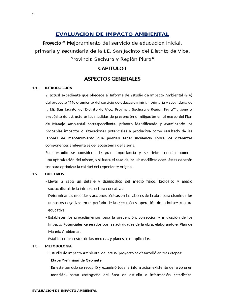 Estudio de Impacto Ambiental | PDF | Evaluación de impacto ambiental ...