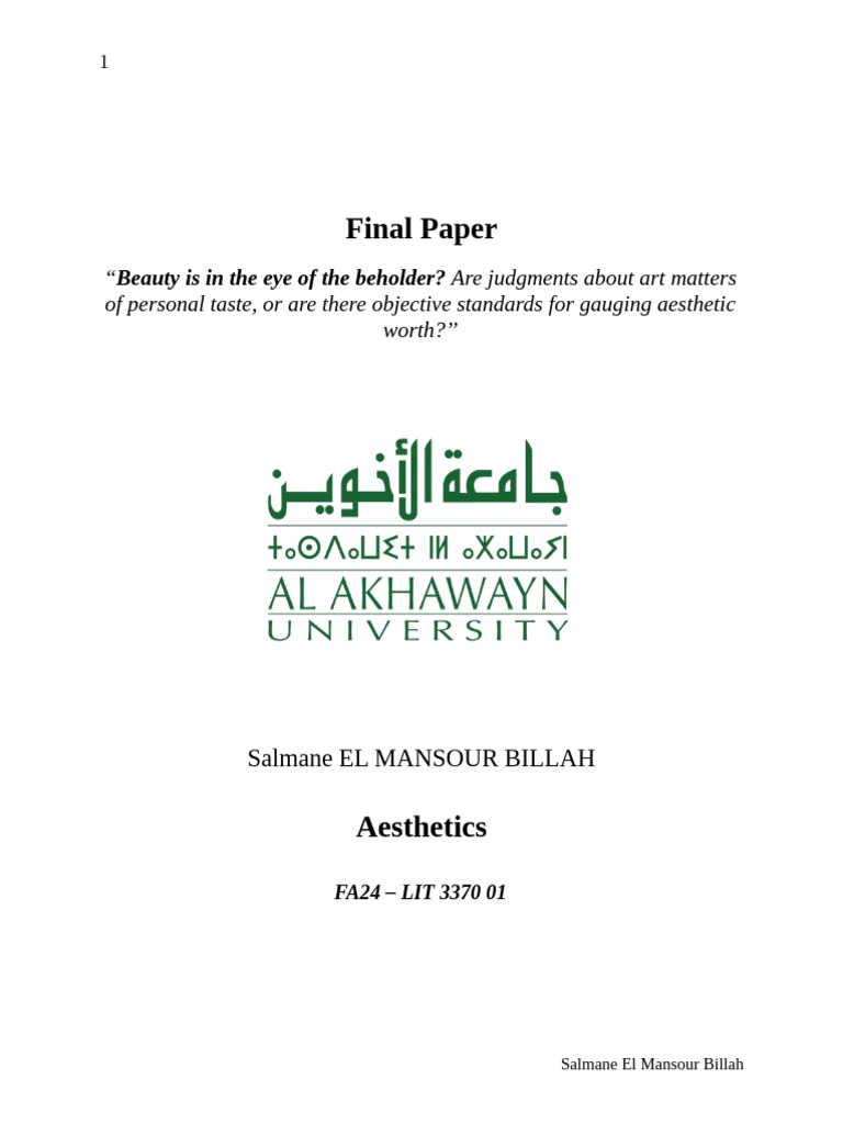 Final Paper | PDF | Aesthetics | Beauty