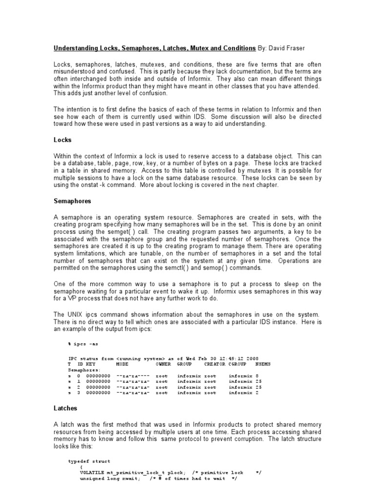 Understanding Locks Semaphores Latches Mutex and Conditions PDF