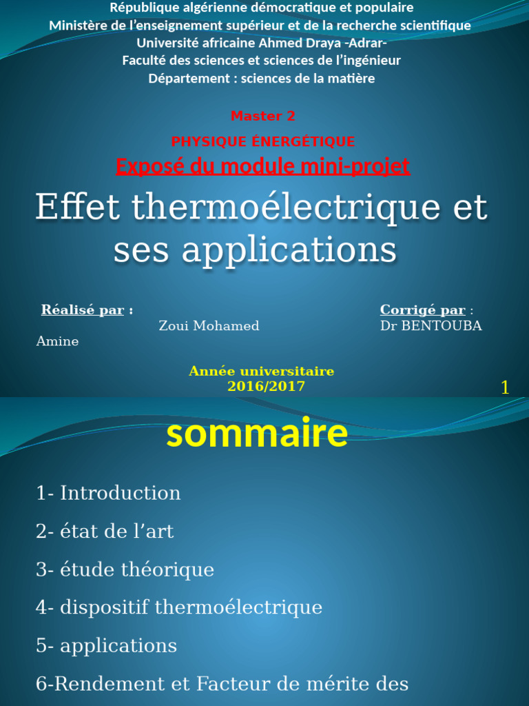 Applications de l'effet thermoélectrique | PDF | Science des matériaux ...