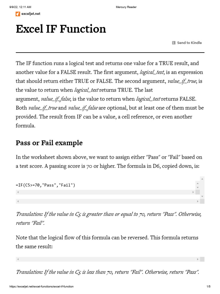 How To Use The Excel IF Function | PDF | Argument | Formula