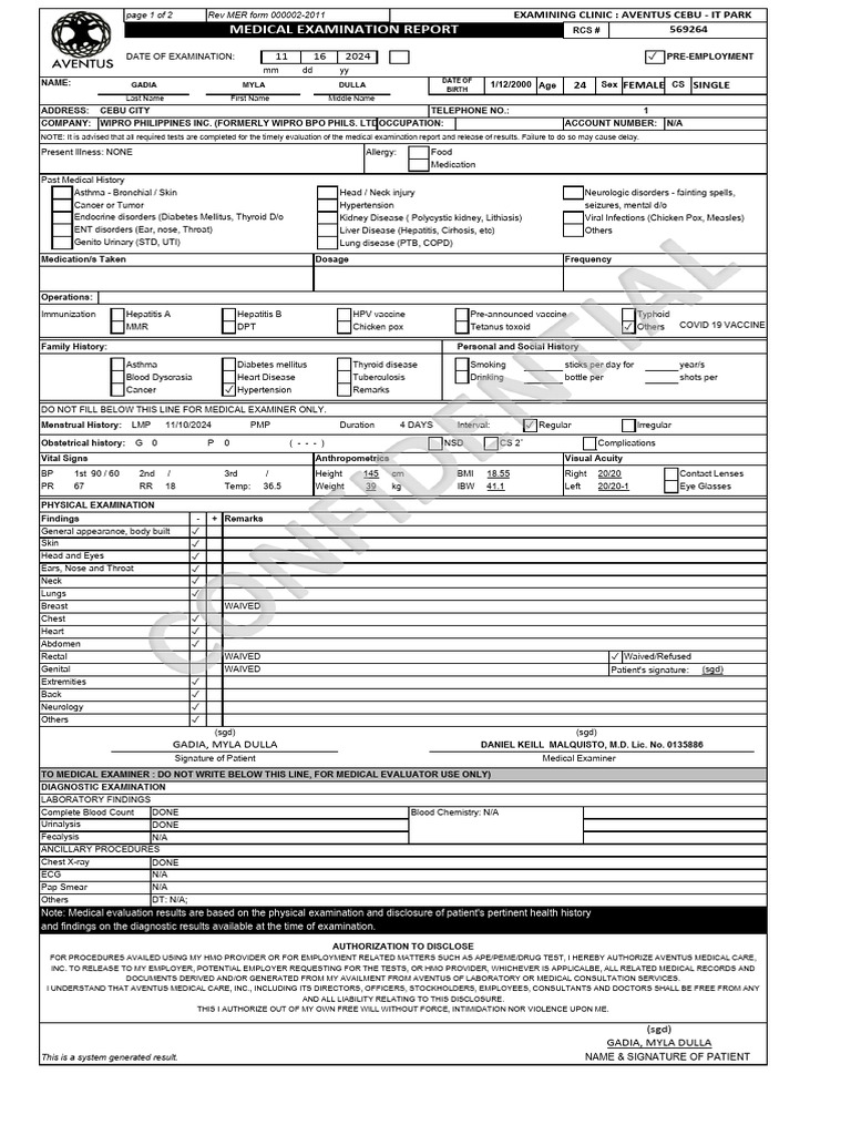Annual Physical Examination Report | PDF | Physical Examination | Hepatitis