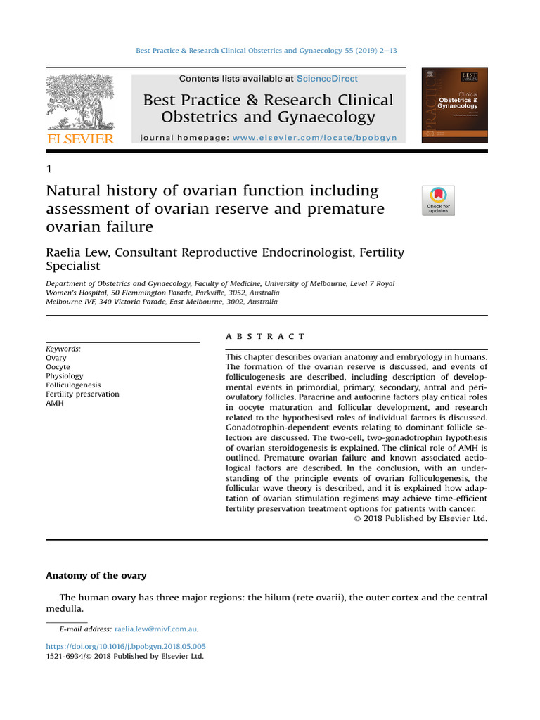 Natural History of Ovarian Function Including Assessment of Ovarian ...