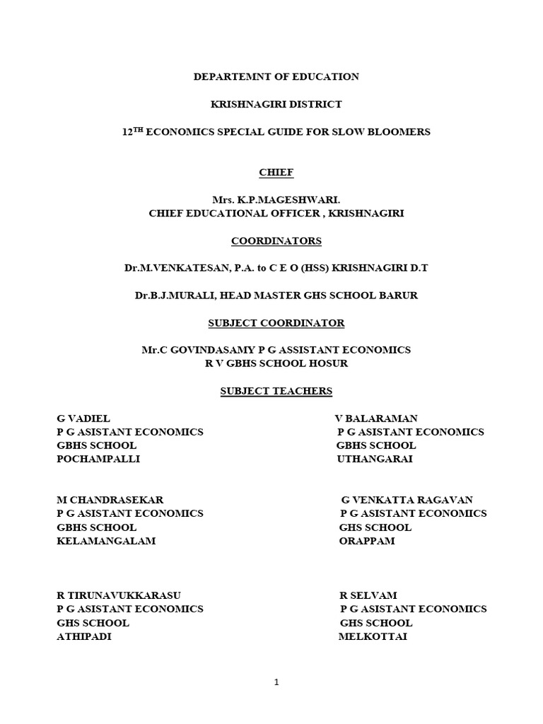 12th Economics Guide for Slow Learners | PDF | Fiscal Multiplier ...