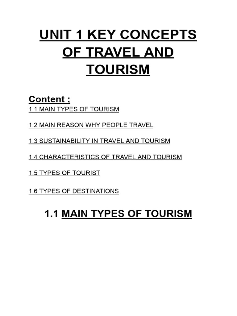 IGCSE Travel and Tourism Unit 1 Notes | PDF | Tourism | Goods