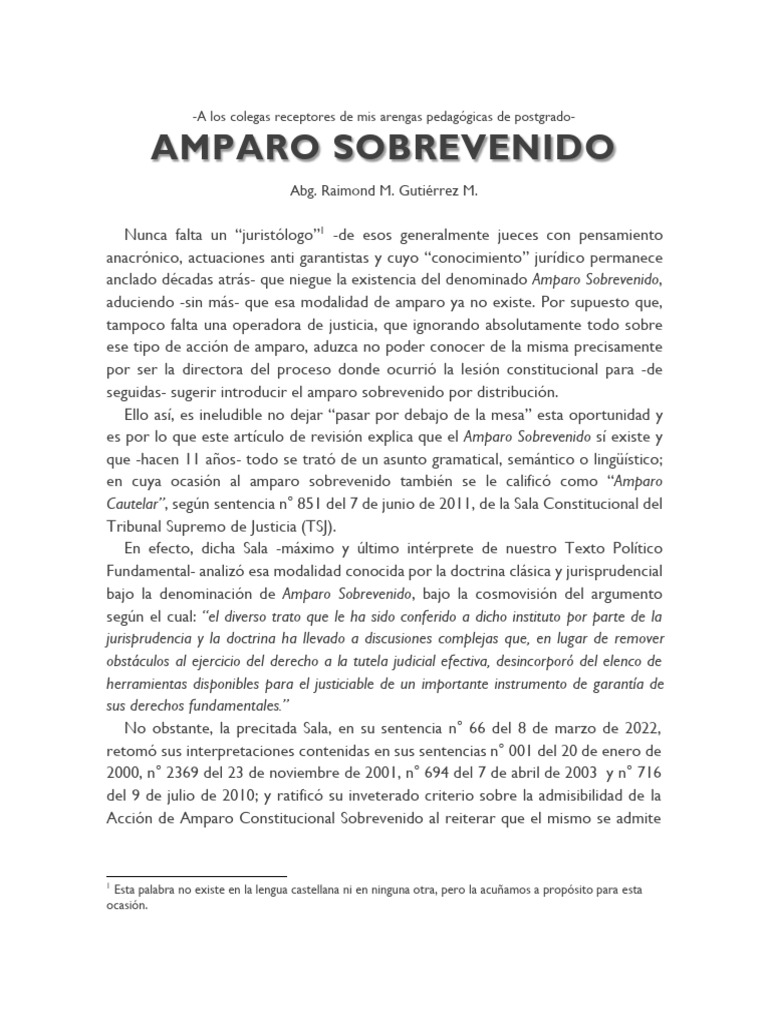 Amparo Sobrevenido | PDF | Caso de ley | Derecho Constitucional