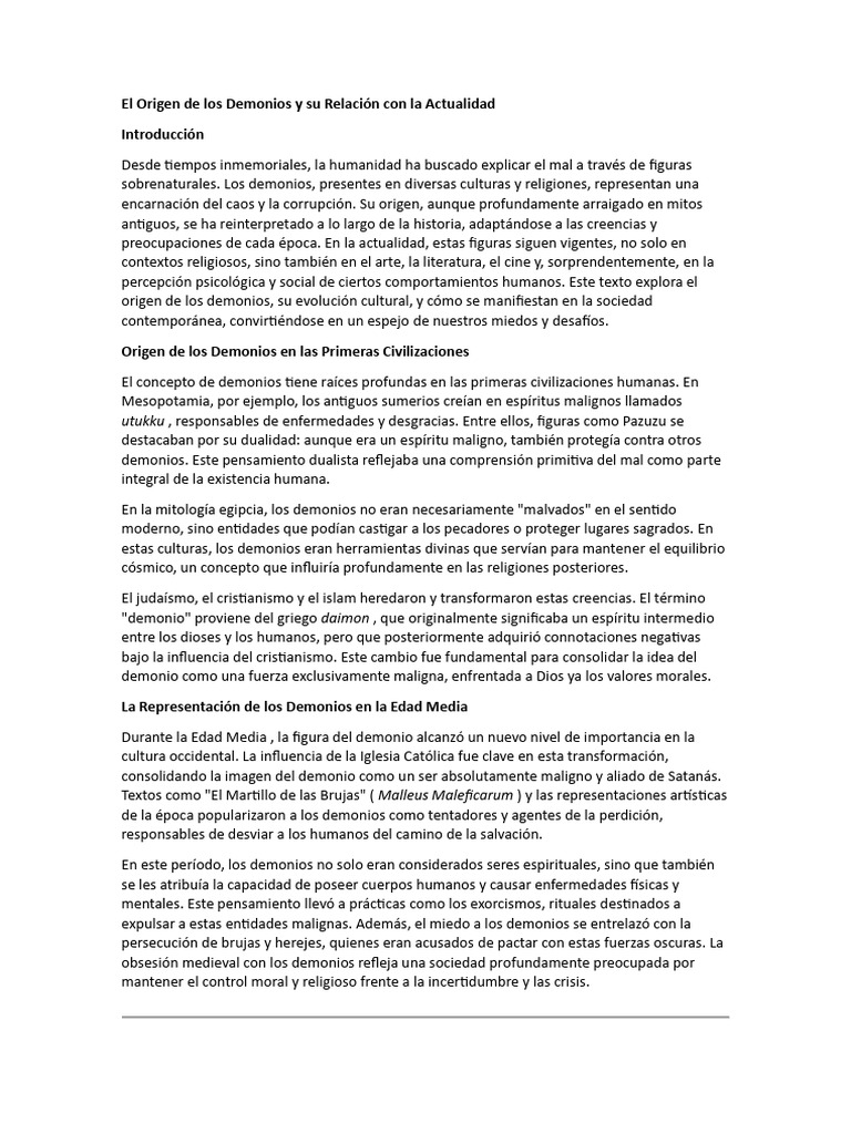 Origen y Evolución de los Demonios | PDF | Demonios | Brujería