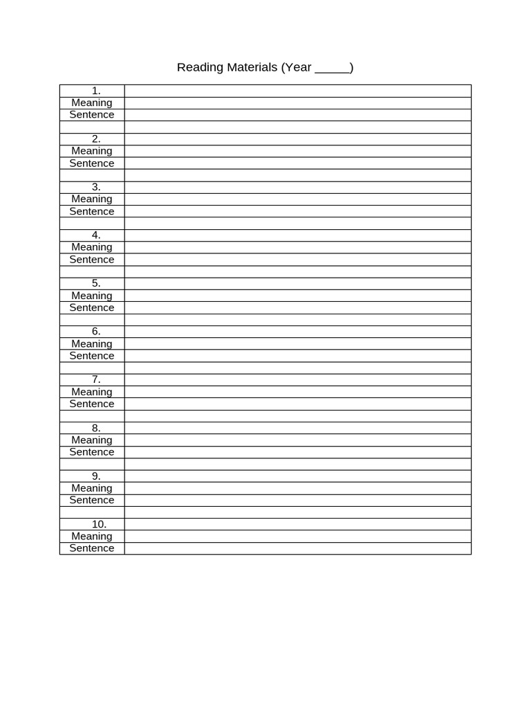 Yearly Reading Materials Overview | PDF