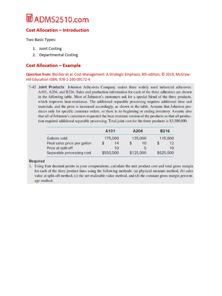 Cost Allocation Methods Explained | PDF