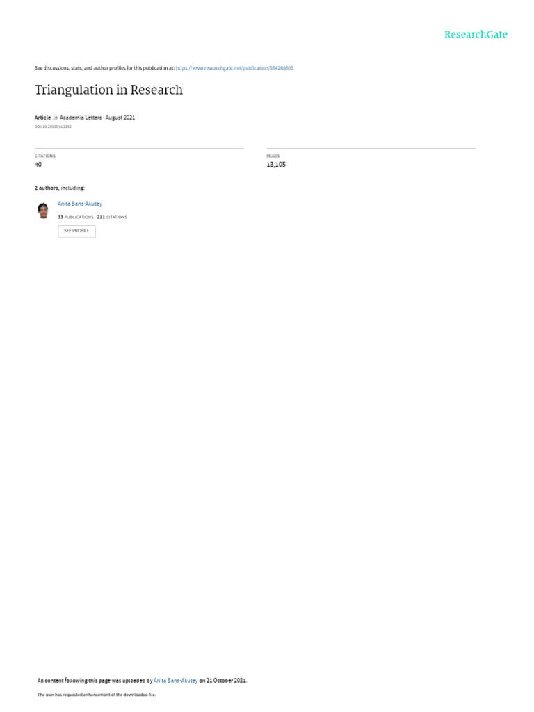 Benefits of Research Triangulation | PDF | Validity (Statistics ...