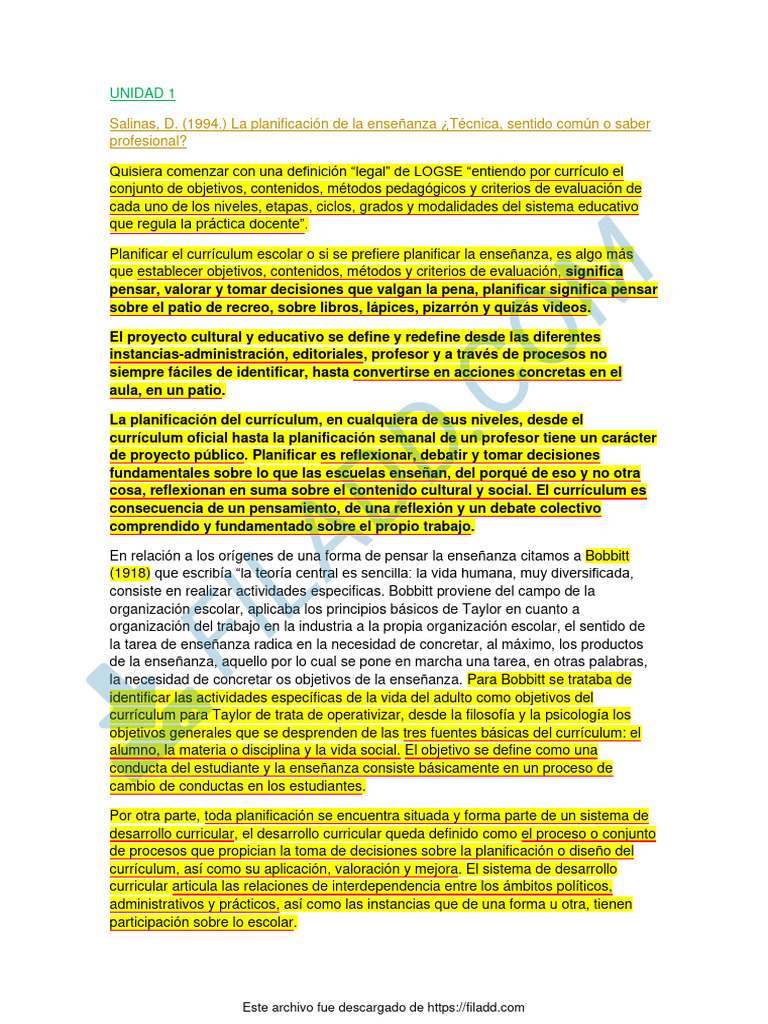 Planificación y Gestión del Currículum Escolar | PDF | Plan de estudios ...