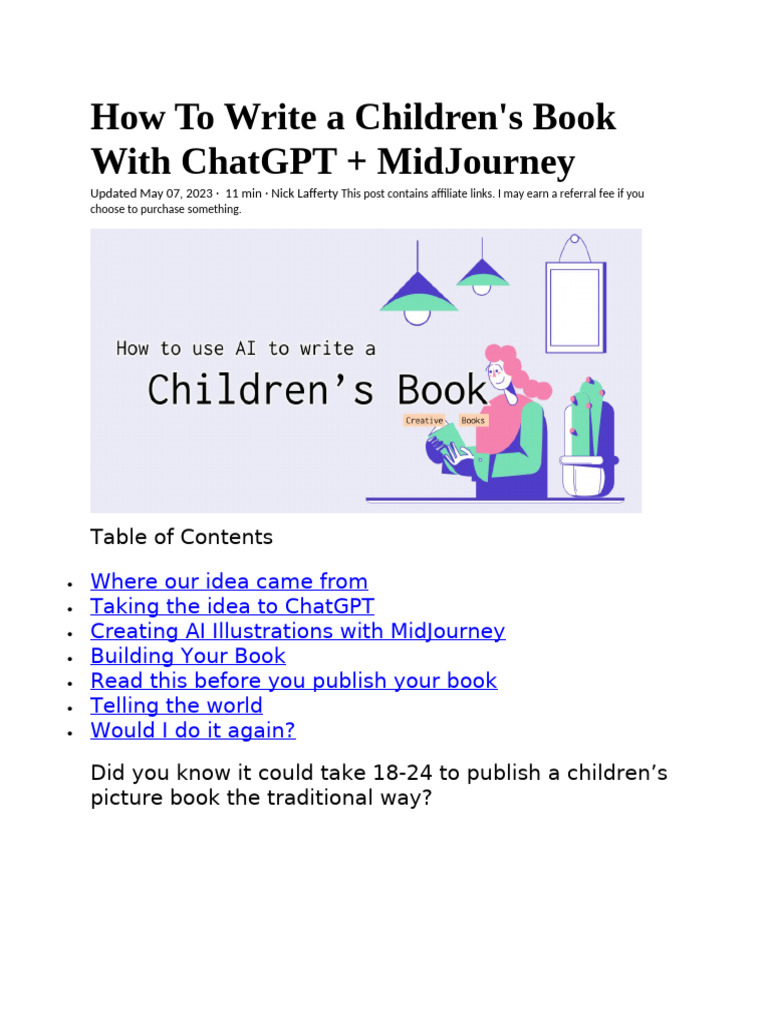 How To Write A Children's Book With ChatGPT + MidJourney | PDF | Books