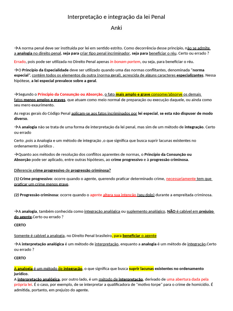 Interpretação da Lei Penal e Princípios | PDF | Crimes | Crime e Violência