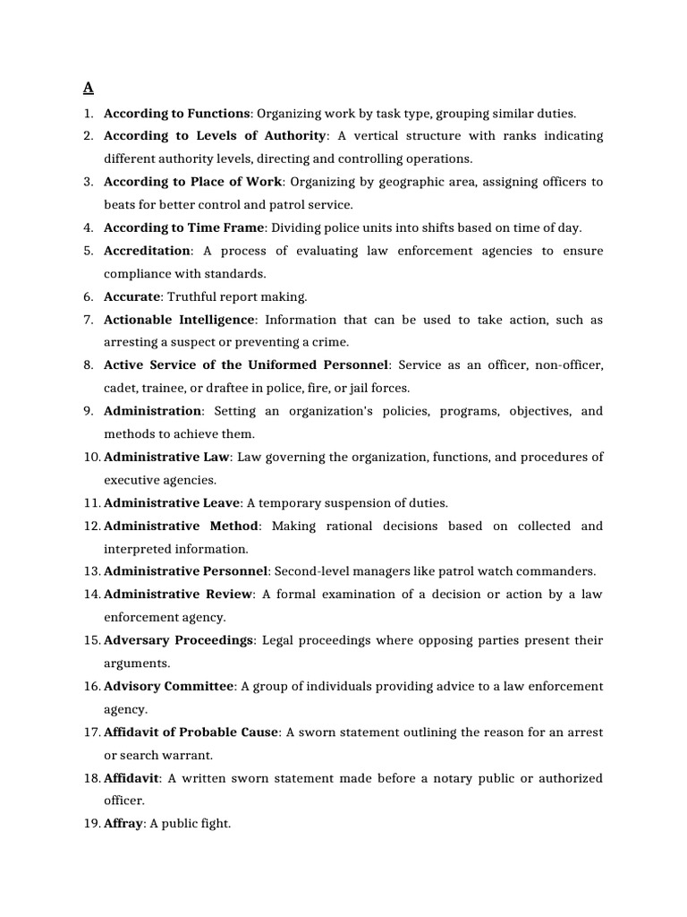 Law Enforcement Terminology Guide | PDF | Police | Crimes