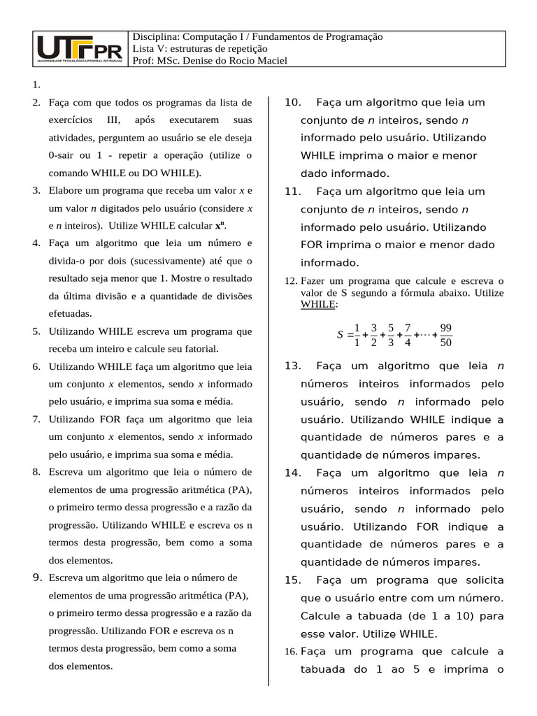Exercícios de PA para Iniciantes | PDF | Algoritmos | Números