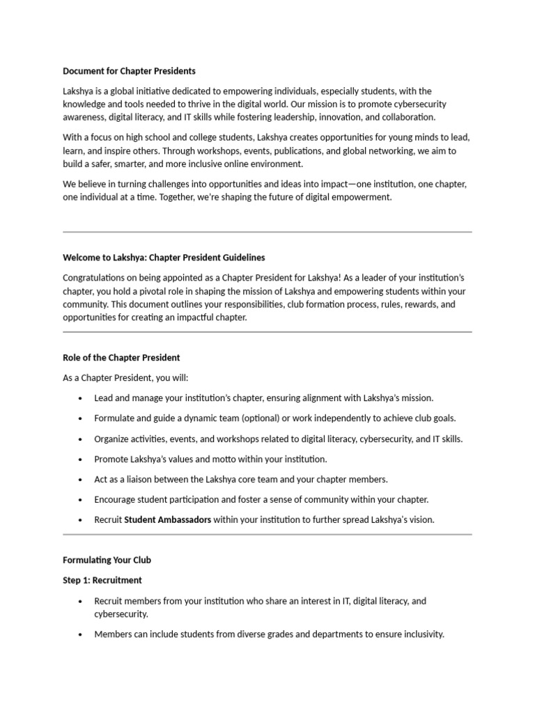 Document For Chapter Presidents | PDF | Empowerment | Leadership