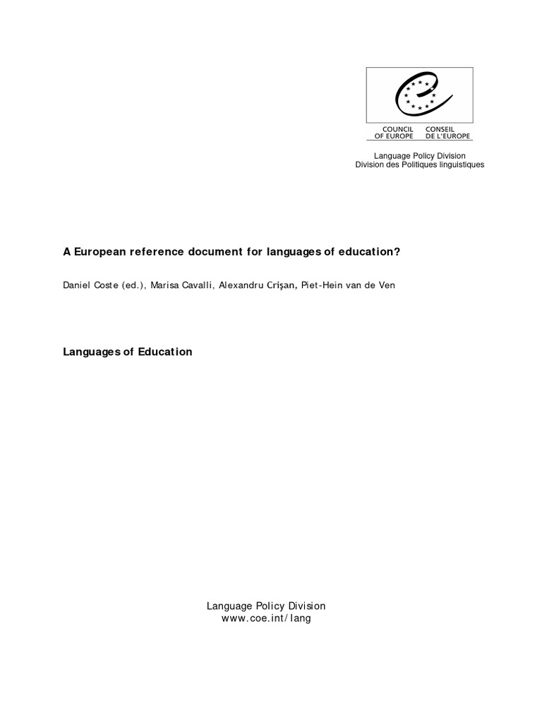 A European Reference Document For Langua | PDF | Knowledge | Socialization