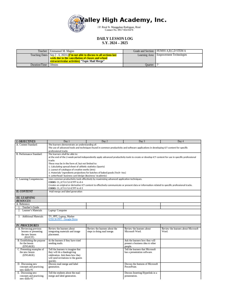 Etech DLL - Week 5 | PDF | Educational Technology | Computing