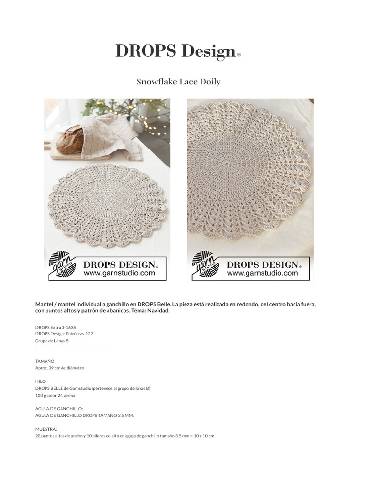 Snowflake Lace Doily - DROPS Extra 0-1635 - Patrones de Ganchillo ...