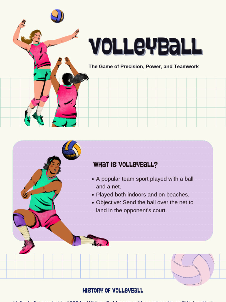 Volleyball Education Presentation In Colorful Pastel Illustrated Style