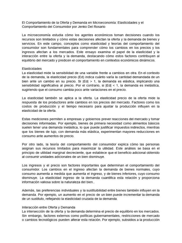 Oferta y Demanda en Microeconomía | PDF | Elasticidad (economía ...