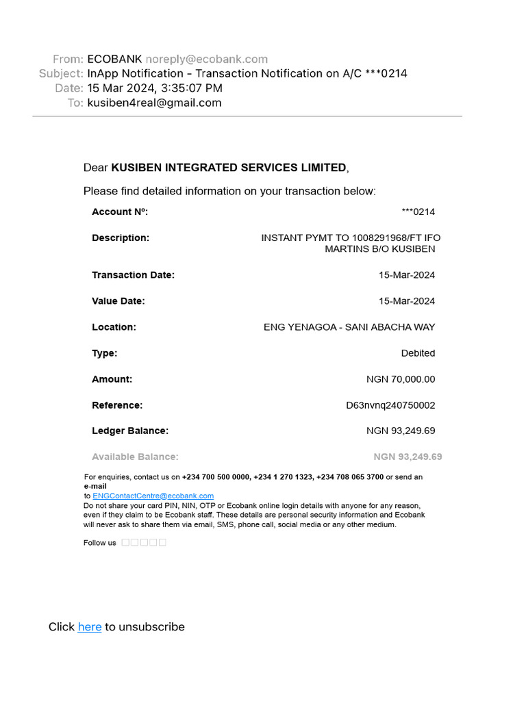InApp Notification - Transaction Notification On AC 0214 | PDF