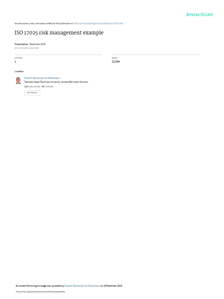 ISO 17025riskmanagementexample 2 6 1 | PDF | Calibration | Risk