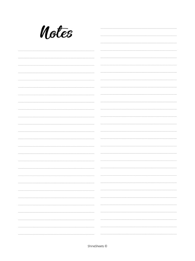 Minimalistic Note Pages A4 | PDF