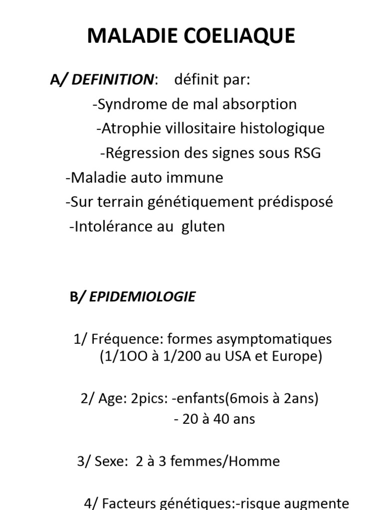 Maladie Coeliaque Diagnostic et Traitement PDF — free download