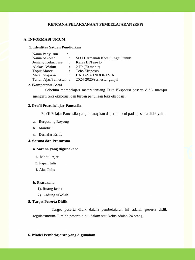 CONTOH RPP SD (Mayang) 4 | PDF