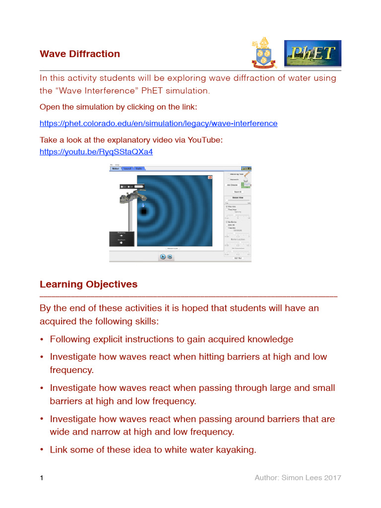 PhET Wave Diffraction | PDF | Wavelength | Waves