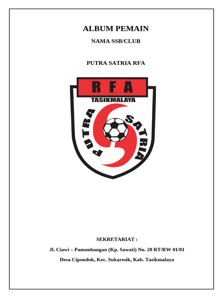 Pendaftaran SSB Putra Satria RFA | PDF