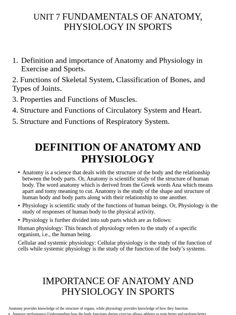 Anatomy and Physiology in Sports | PDF | Artery | Heart