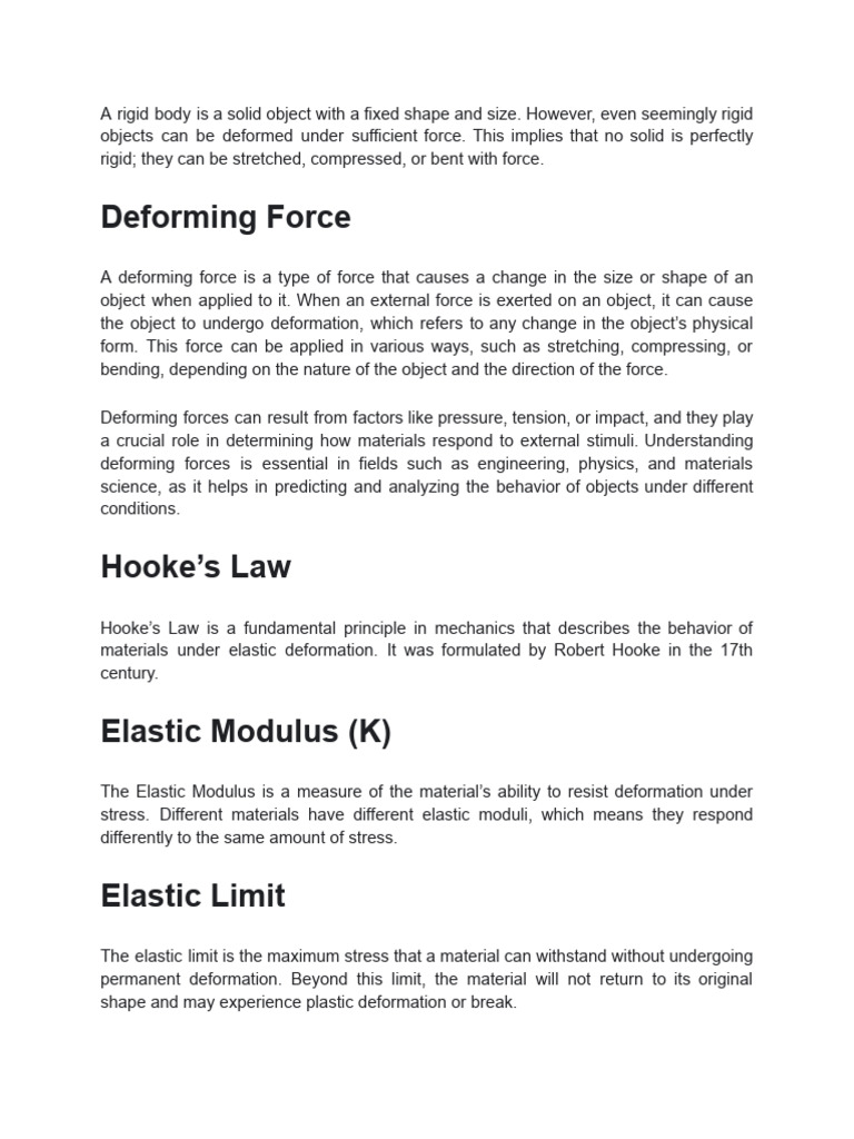 Understanding Rigid Body Deformation | PDF | Deformation (Engineering ...