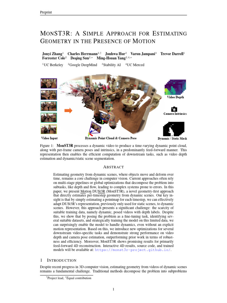 monst3r_paper | PDF | Mathematical Optimization | Video
